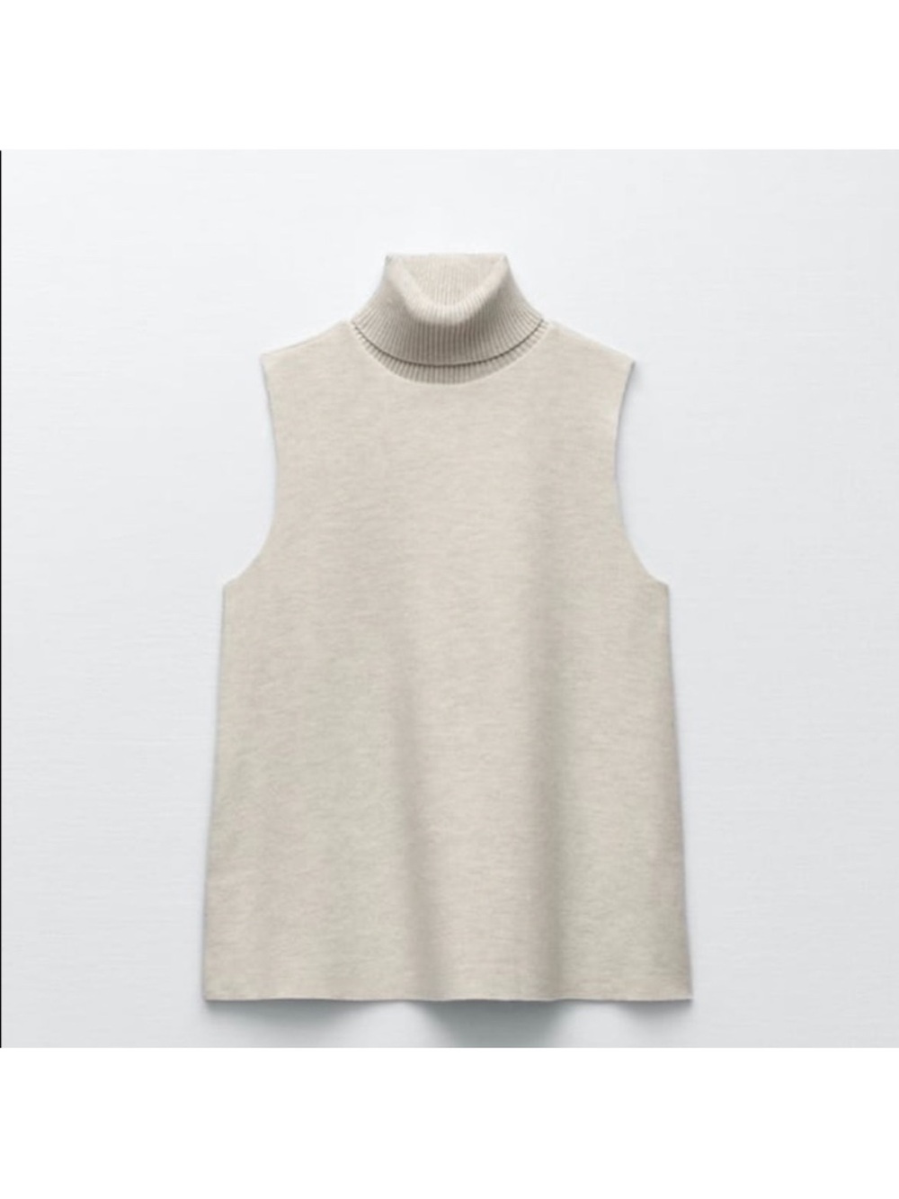 Zara Sleeveless Turtleneck Sweater in Light Beige